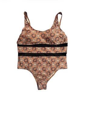 Sun & Sea Women’s Patterned One-Piece Swimsuit with Black Mesh Bands Size 18